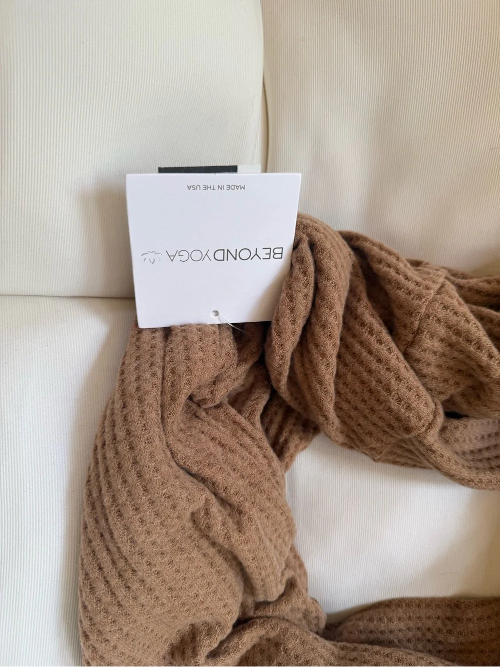 Beyond Yoga Waffle-Knit Infinity Scarf - Camel Brown NWT